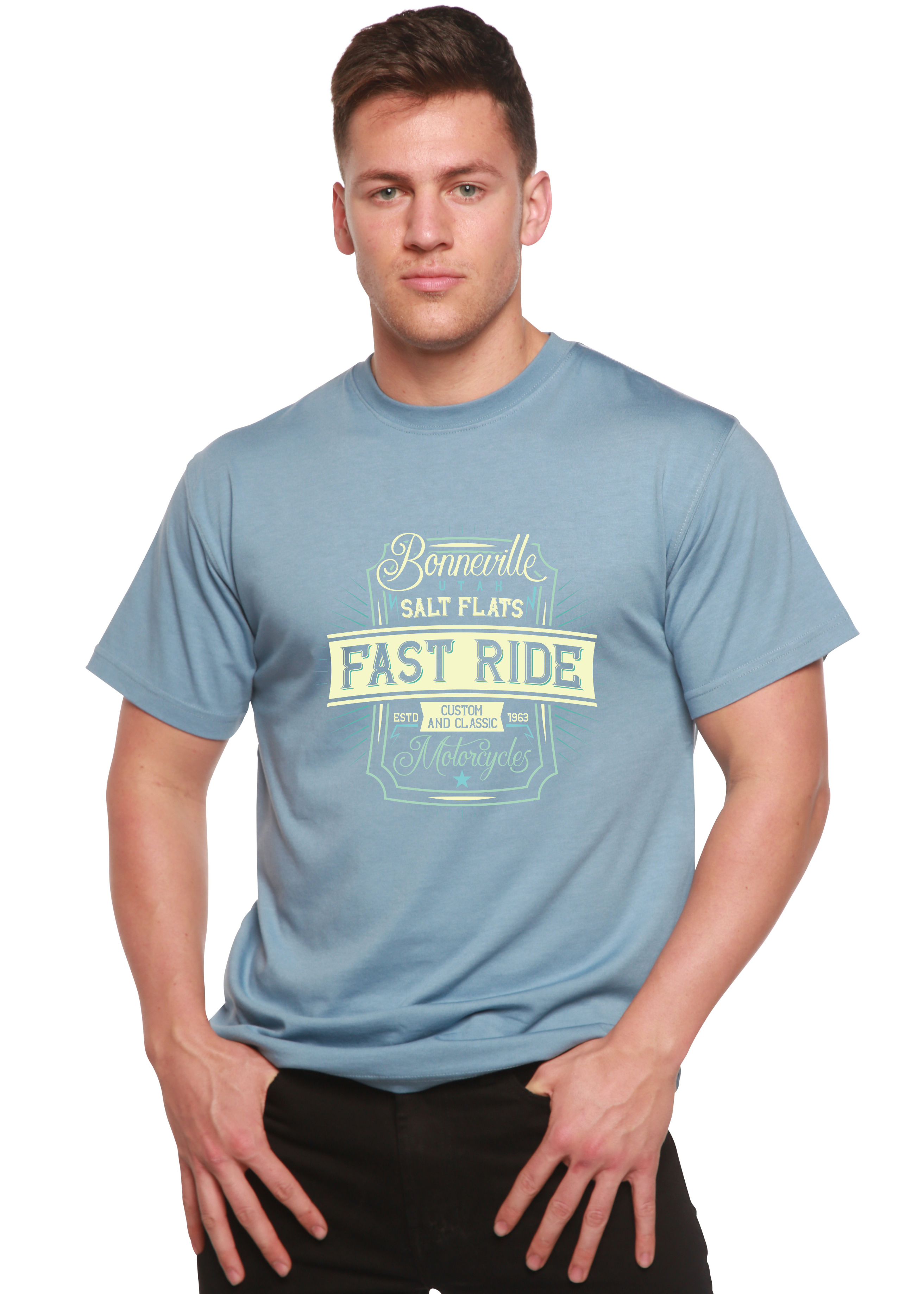 Fast Ride Men's Bamboo Viscose/Organic Cotton Short Sleeve Graphic T-Shirt