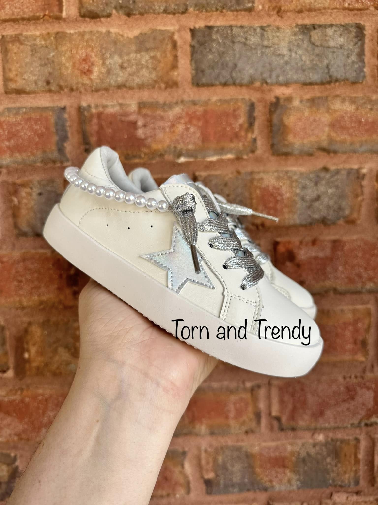 White with Pearls Star Sneakers