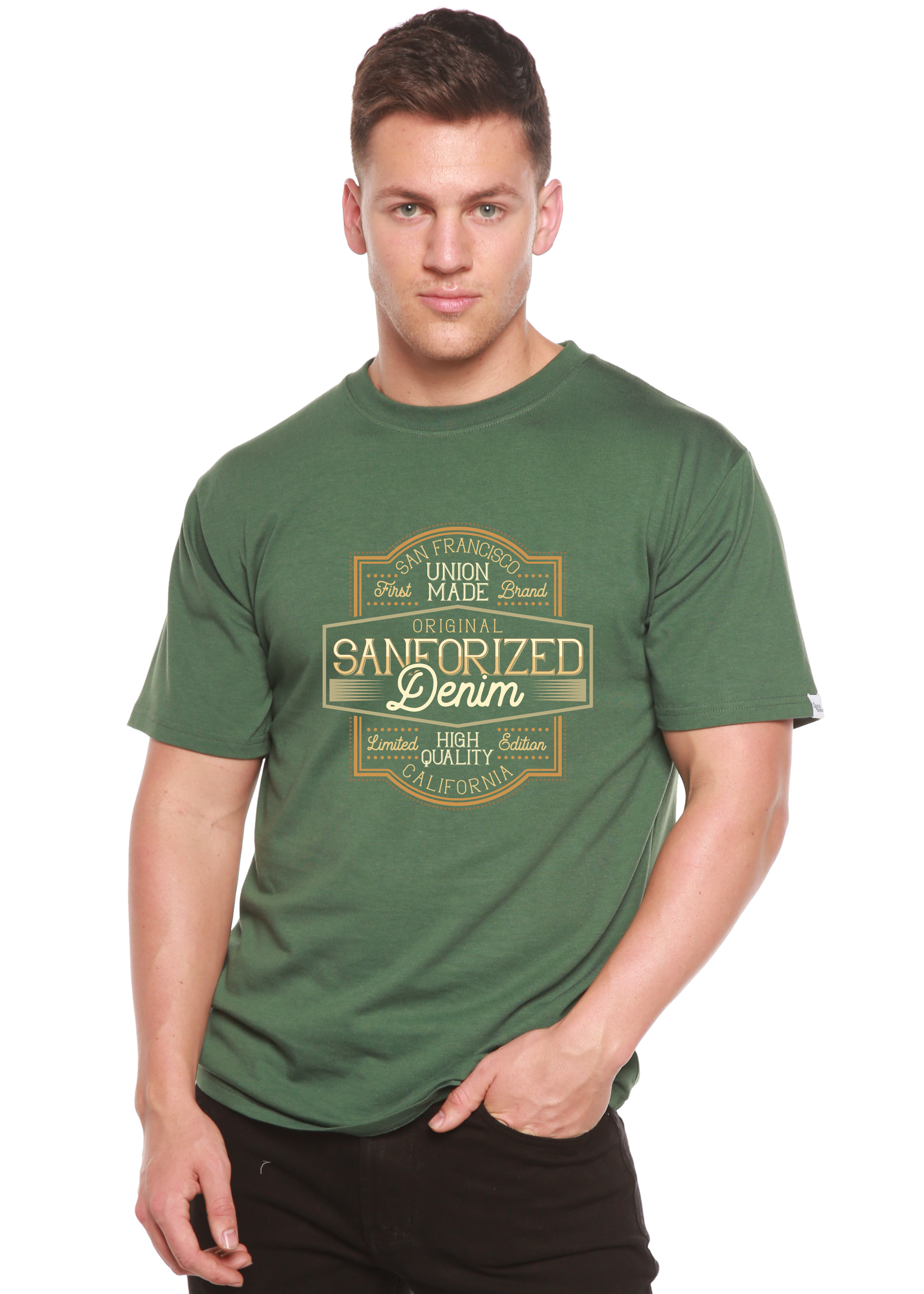 Original Sanforized Denim Men's Bamboo Viscose/Organic Cotton Short Sleeve Graphic T-Shirt