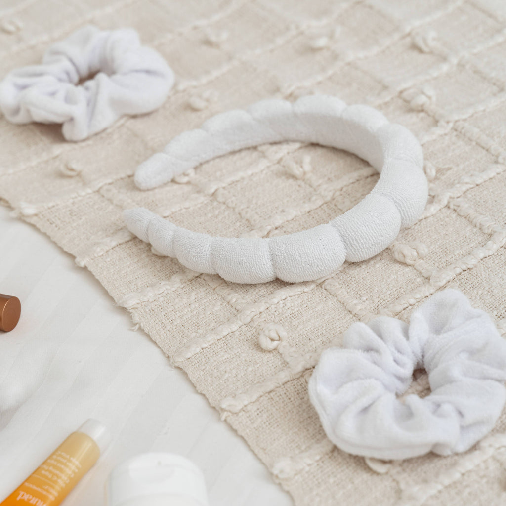 Puffy Terry Cloth Padded Spa Headband with Scrunchies