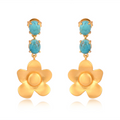 Beachside Bloom Drop Earrings - Turquoise