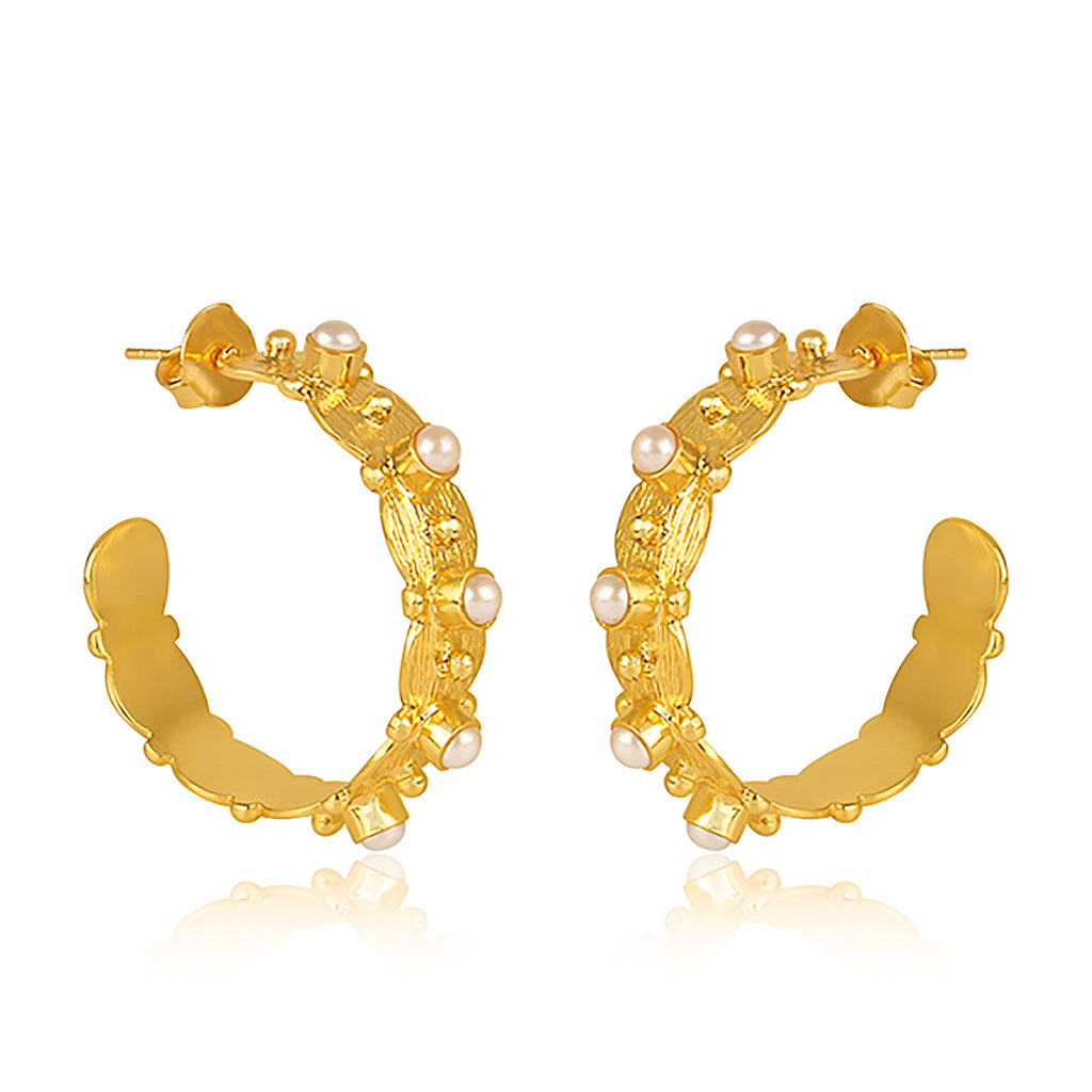 Honeysuckle Hoop Earrings - Pearl