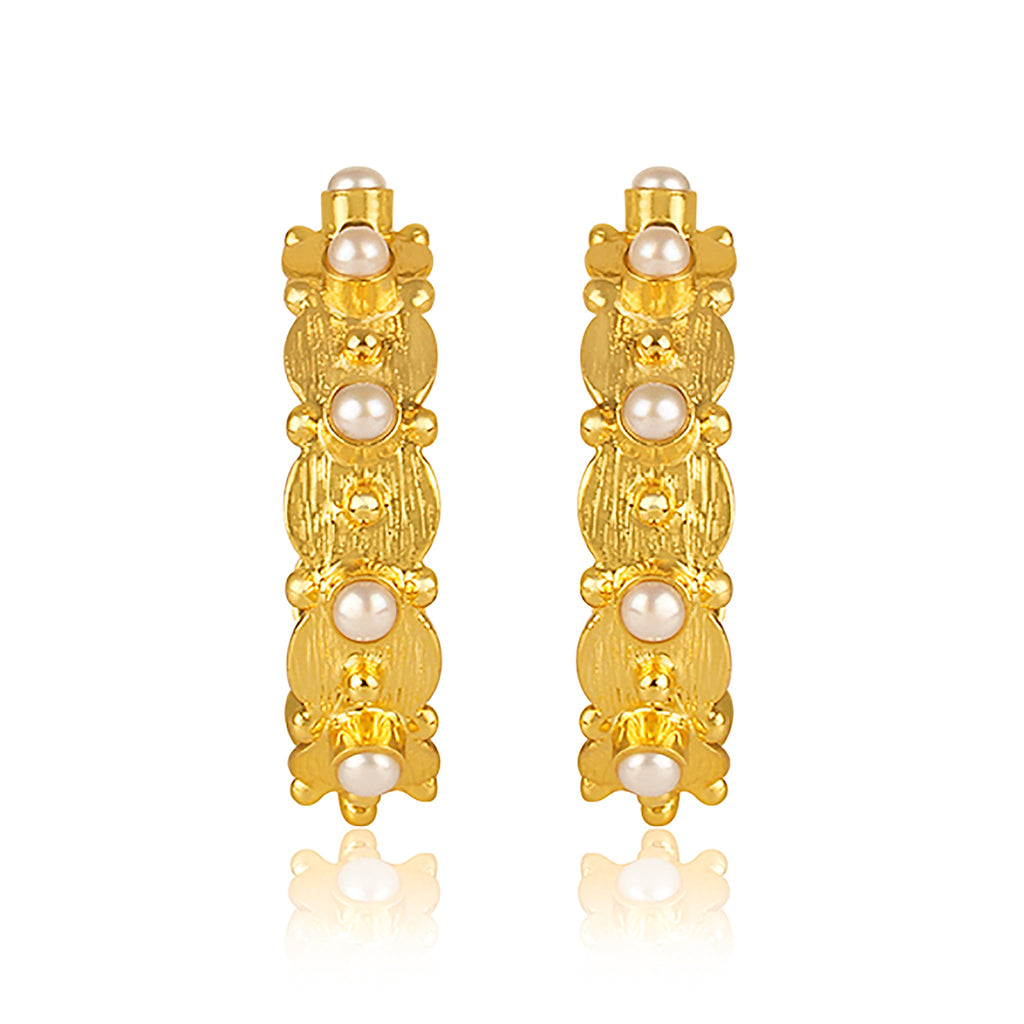 Honeysuckle Hoop Earrings - Pearl