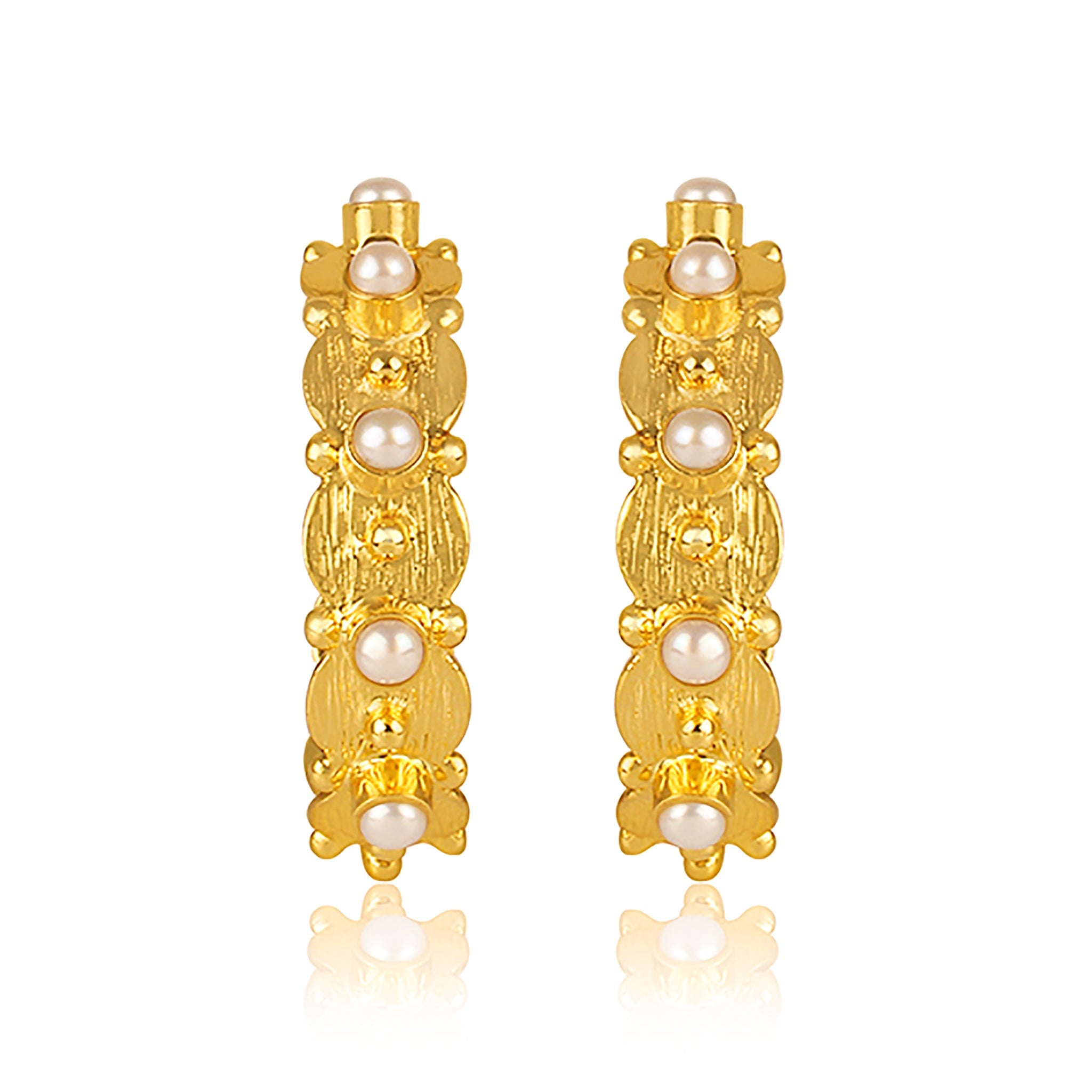 Honeysuckle Hoop Earrings - Pearl