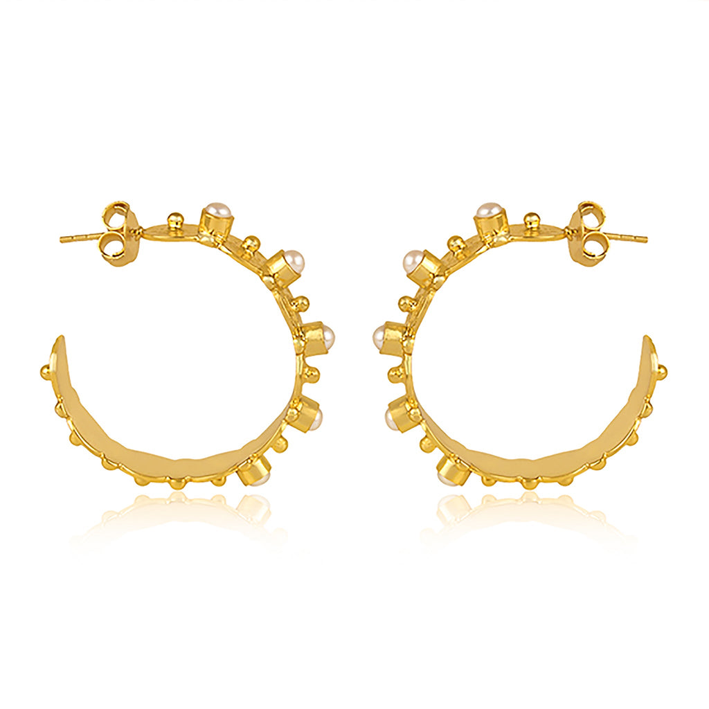Honeysuckle Hoop Earrings - Pearl