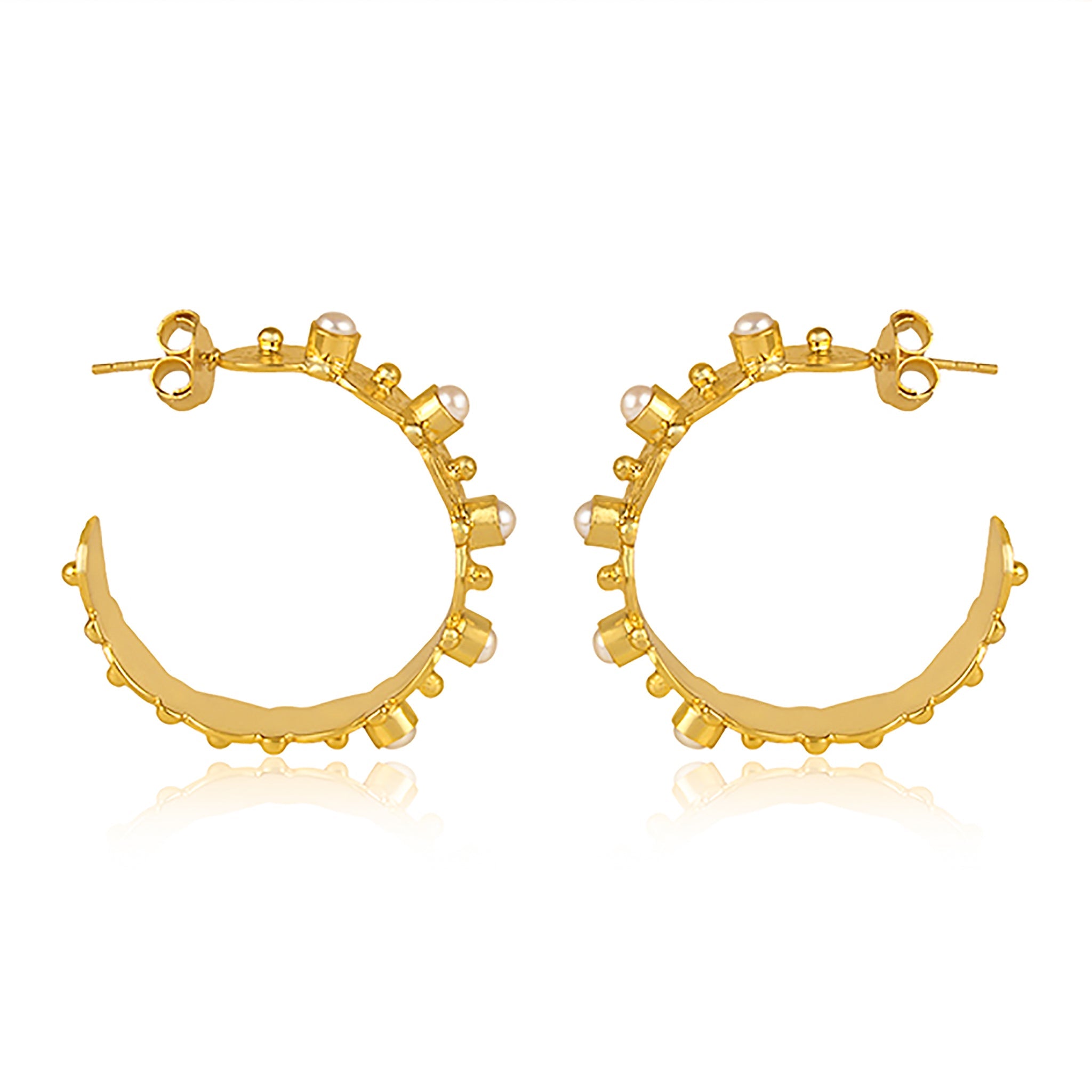 Honeysuckle Hoop Earrings - Pearl