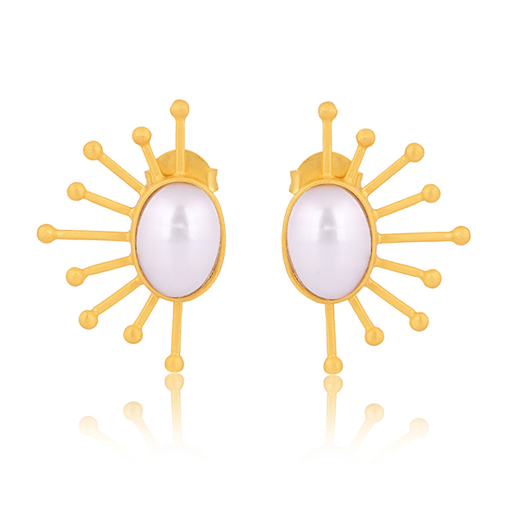 Ray of Sunshine Stud Earrings - Pearl