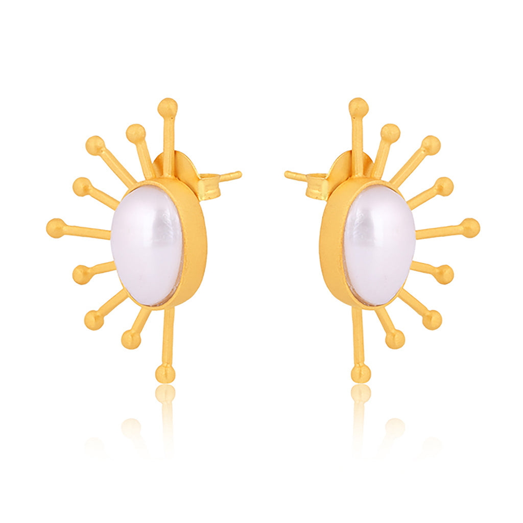 Ray of Sunshine Stud Earrings - Pearl