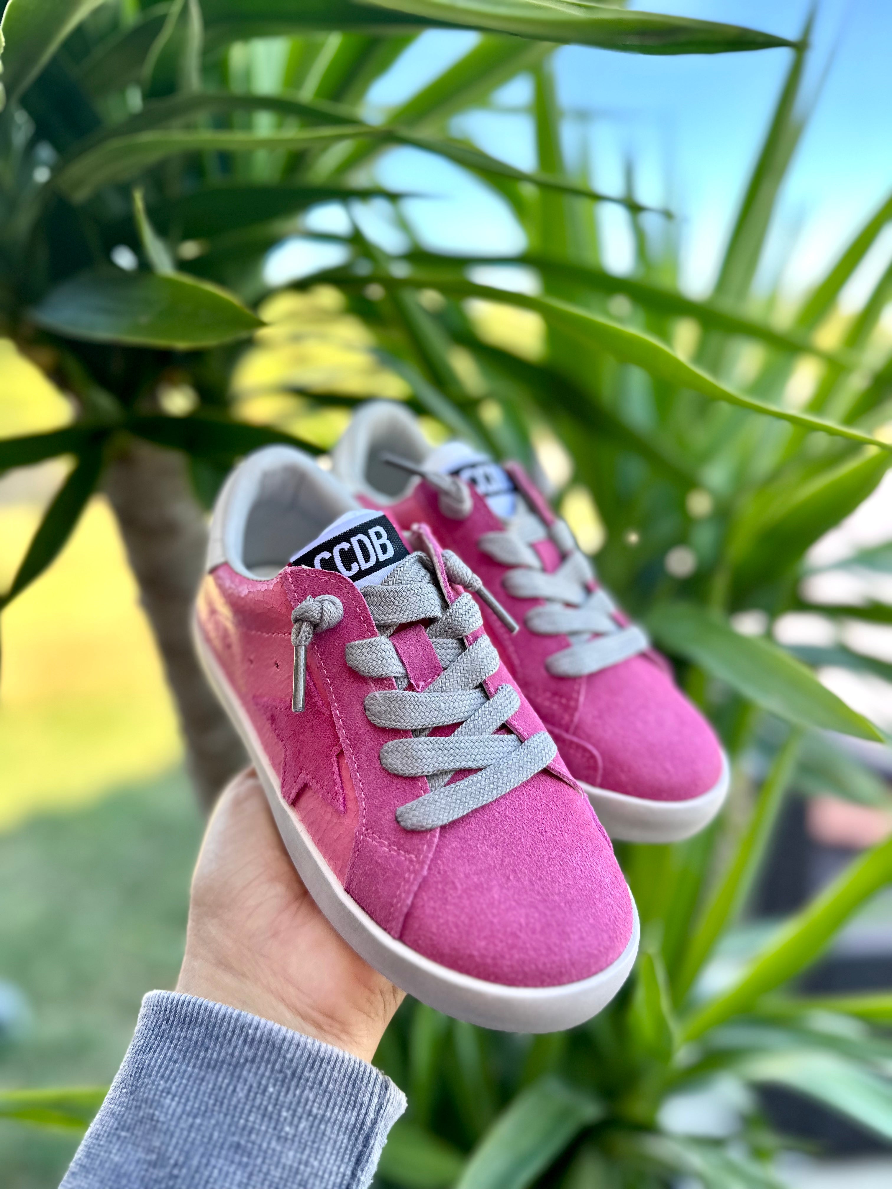 Pink Suede Star Sneakers