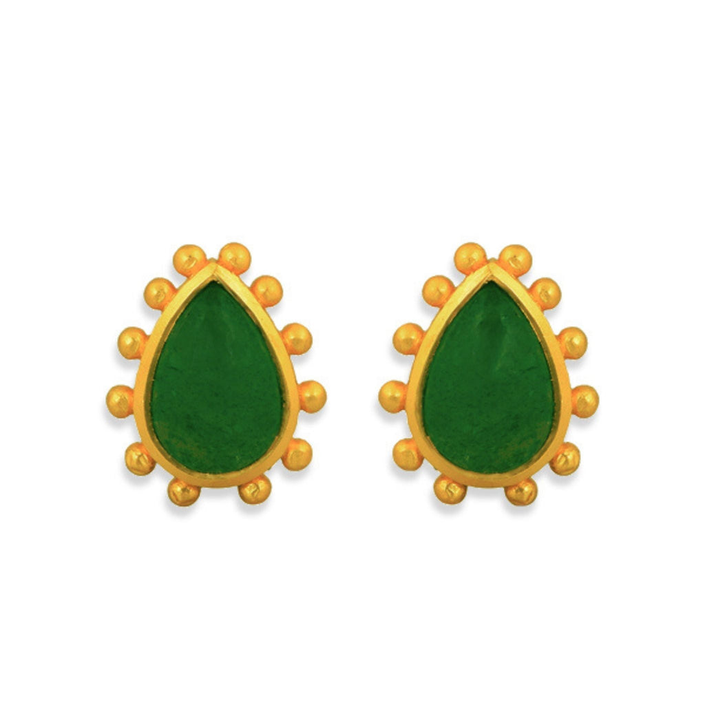 Starburst Stud Earrings - Green Strawberry Quartz