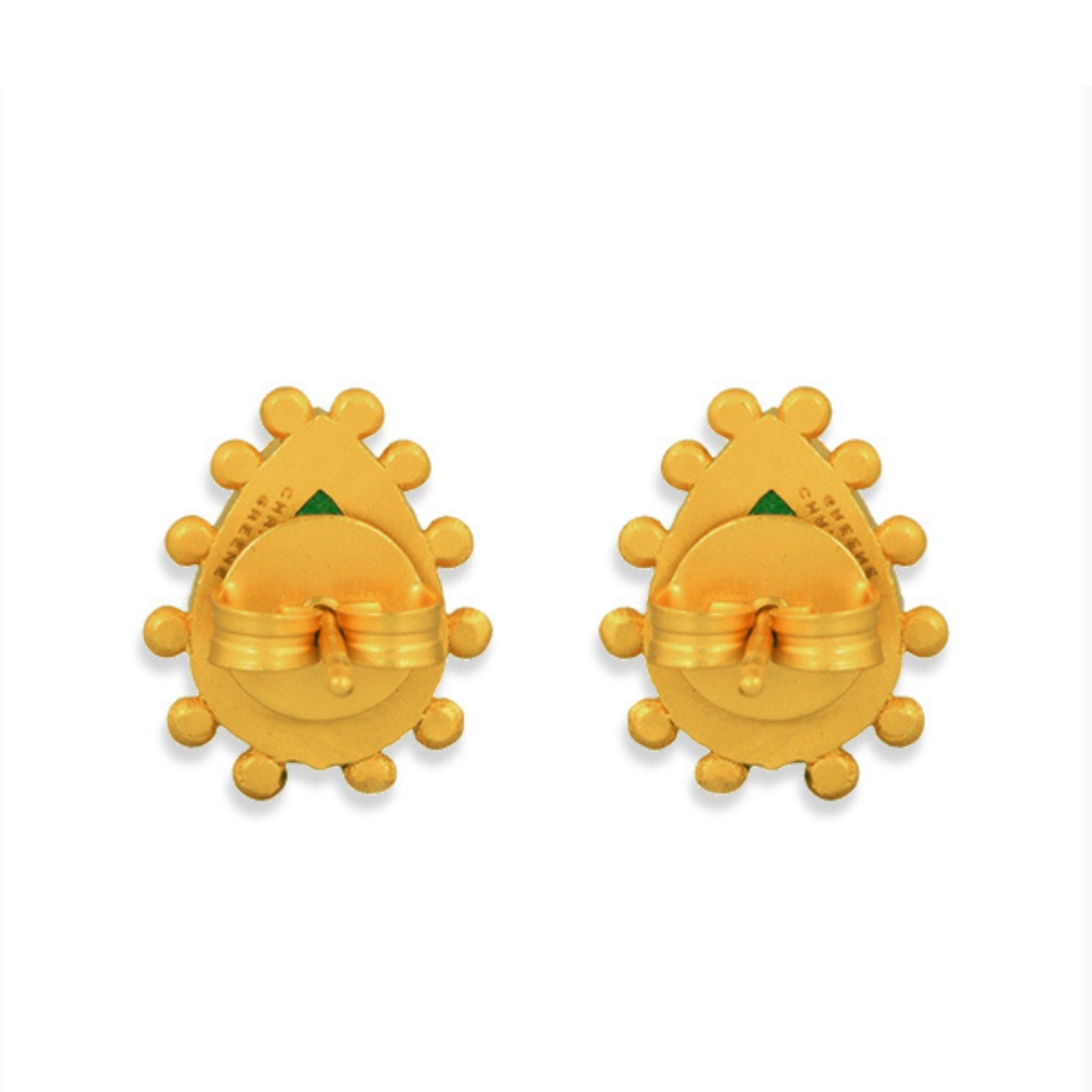 Starburst Stud Earrings - Green Strawberry Quartz