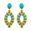Water Lily Drop Earrings - Turquoise